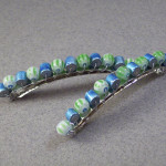 Green and Blue Glass Beaded Hair Barettes