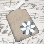 12pc Adore Elegant Rhinestone Flower Mini Kraft Paper Distressed Tags