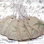 12pc Love Song Soaring Dove Mini Kraft Paper Distressed Tags with Bakers Twine