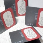 4 pc Metallic Cardstock Sweet Love Stamped Mini Cards -
