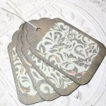 4pc Large Brown Green Floral Rustic Distressed Gift Tags