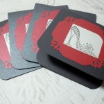 4pc Metallic Cardstock Fashion Shoe Stamped Mini Card - 3x3 Set I