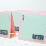 6 pc Pink Green Love Dimensional Jewel Scallop Mini Cards - 3 x 3