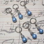 6pc Blue Glass Pearl Beaded Stitch Markers