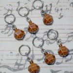 6pc Brown Acrylic Beaded Stitch Markers