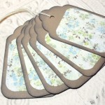 6pc Large Kraft Paper Green Blue Rustic Flower Distressed Gift Tags