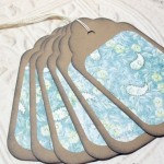 6pc Large Kraft Paper Green Blue Rustic Flower Paisley Distressed Gift Tags