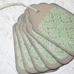 6pc Large Kraft Paper Green Victorian Distressed Gift Tags
