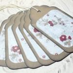 6pc Large Kraft Paper White Red Rustic Flower Distressed Gift Tags