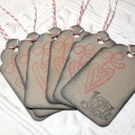 6pc Mini Hanging Heart Sweet Stamped Distressed Tags with Bakers Twine