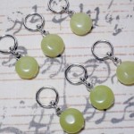 6pc Olive Jade Coin Beaded Stitch Markers