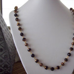 Black and Copper Link Beaded Necklace