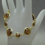 Brown Gold Acrylic Beaded Linked Bracelet