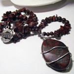 Brown Jasper Wire Wrapped Necklace Laid