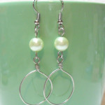 Circle wire wrapped pearl earrings