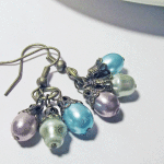 Classic Brass Glass Pearl Dainty Dangles Laying Down