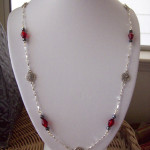 Dainty Red and Hematite Chained Necklace
