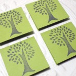 Eco-Friendly 4 pc Tree Stamped Mini Cards - 2x2