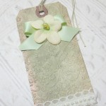 Flowers and Lace Embossed Distressed Altered Luggage Style Tag