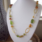Glass Beaded Oval linked necklaced