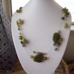 Green Floating Acrylic Extra Long Layered Necklace
