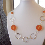 Orange Round Acrylic Chained Necklace