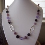 Purple Black Linked Necklace w Lobster Clasp