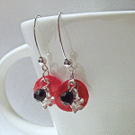 Red MOP Shell Earrings Hanging