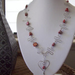 Red Shell Heart Wire Wrapped Necklace