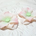 Set of Two Pink Artificial Silk Flower Brad Centered Craft Embellishment