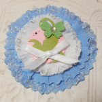 Shabby Chic Blue and White Butterfly Glittered Paper Rosette
