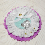 Shabby Chic Purple and White Butterfly Glittered Paper Rosette