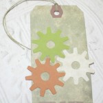 Travel Wheel Gears Embossed Distressed Altered Luggage Style Tag