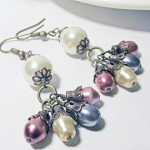 Wire Wrapped White Pearl with Hanging Dangles Laying
