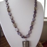 black foil square glass beaded necklace