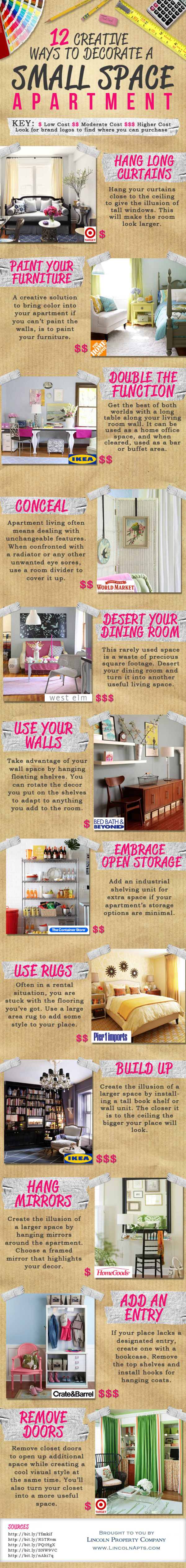 16 Creative Ways to Decorate a Small Space Infographic